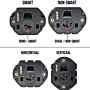 In deze afbeelding zie je hoe je het verschil kunt herkennen tussen een SMART Bosch PowerTube en een non-SMART Bosch Powertube en je ziet hoe je het verschil kunt herkennen tussen een Verticale Bosch PowerTube en een horizontale Bosch Powertube. Bij een B