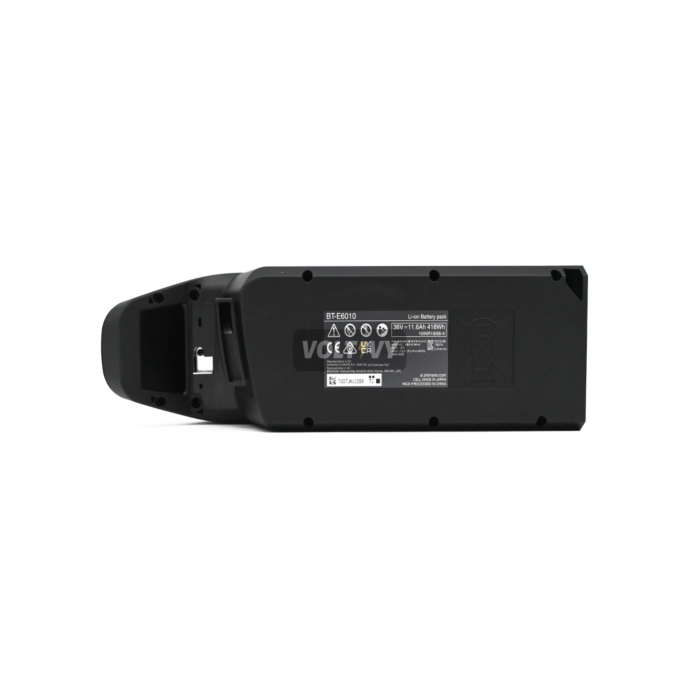 foto van de Shimano BT-E6010 36V 11.6Ah waar je alle stickers recht en leesbaar kan zien
