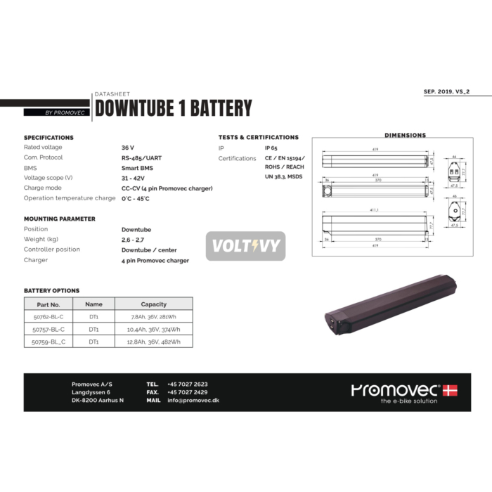 Downtube 1 UART Battery Instruction Manual
